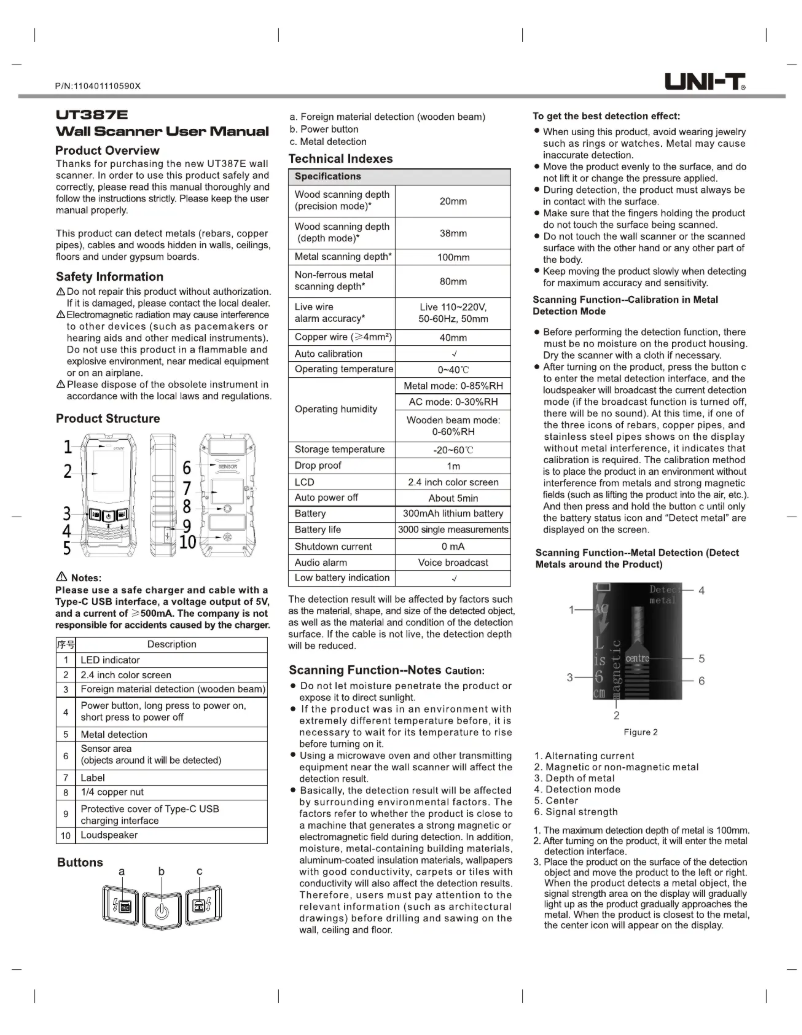 Page 1 of the manual User Manual Uni-T UT387E
