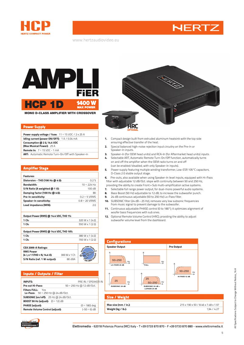 Image de la première page du manuel de l'appareil HCP 1D
