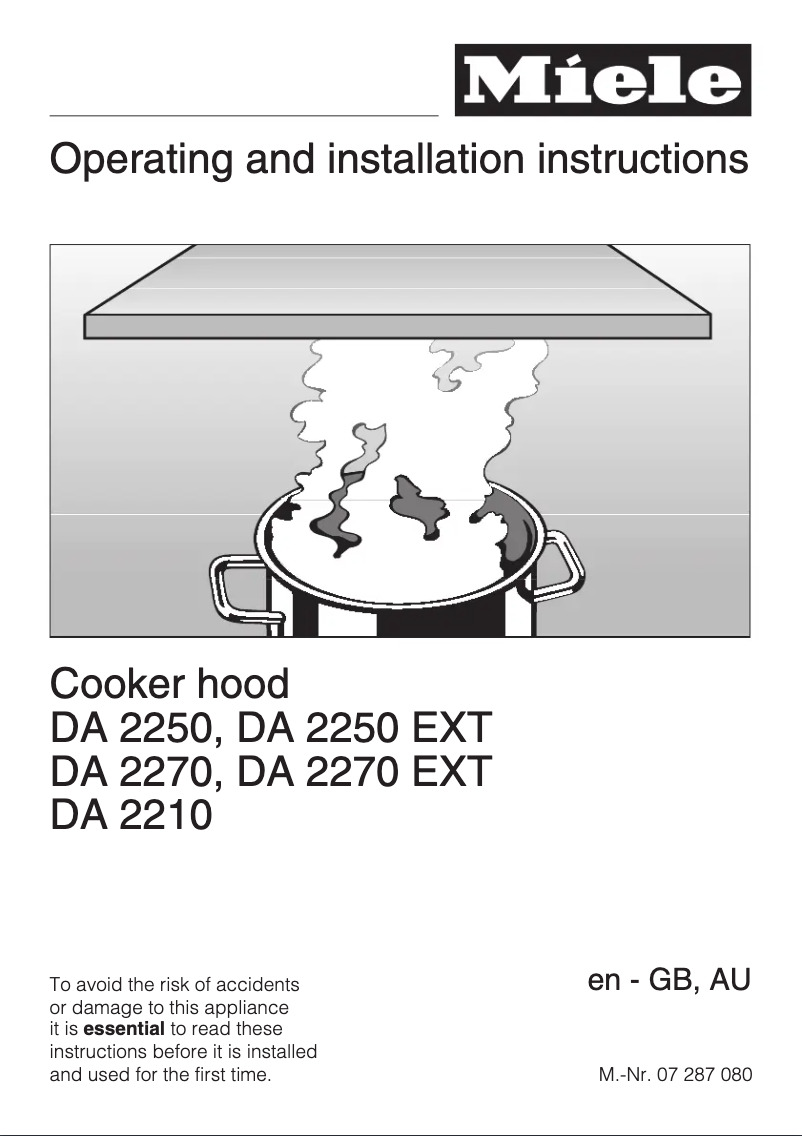 Page 1 of the manual User Manual Miele DA 2270 Ext