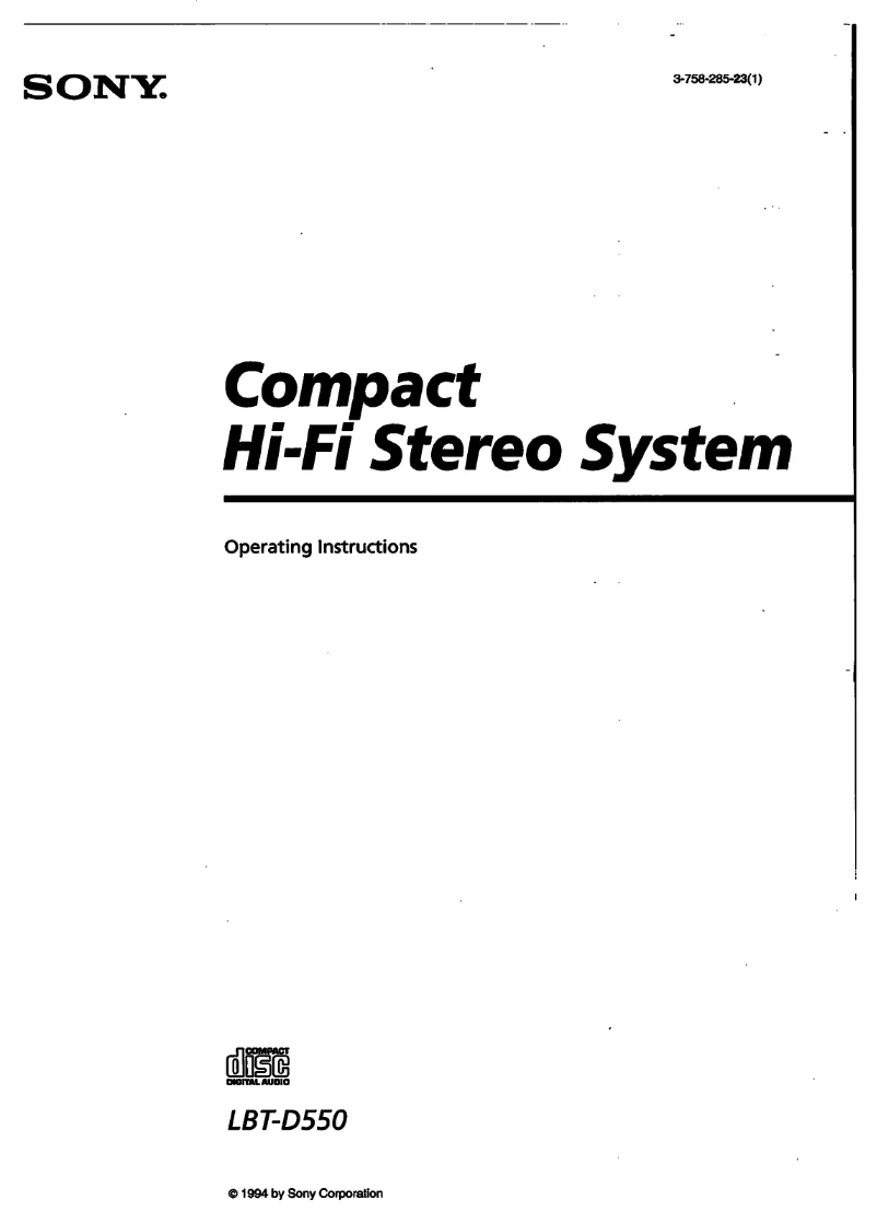 First page image of the manual for LBT-D550