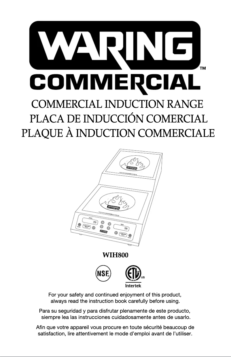 Page 1 de la notice Manuel utilisateur Waring Commercial WIH800