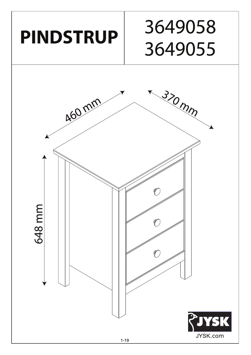 First page image of the manual for Pindstrup (46x65x37)