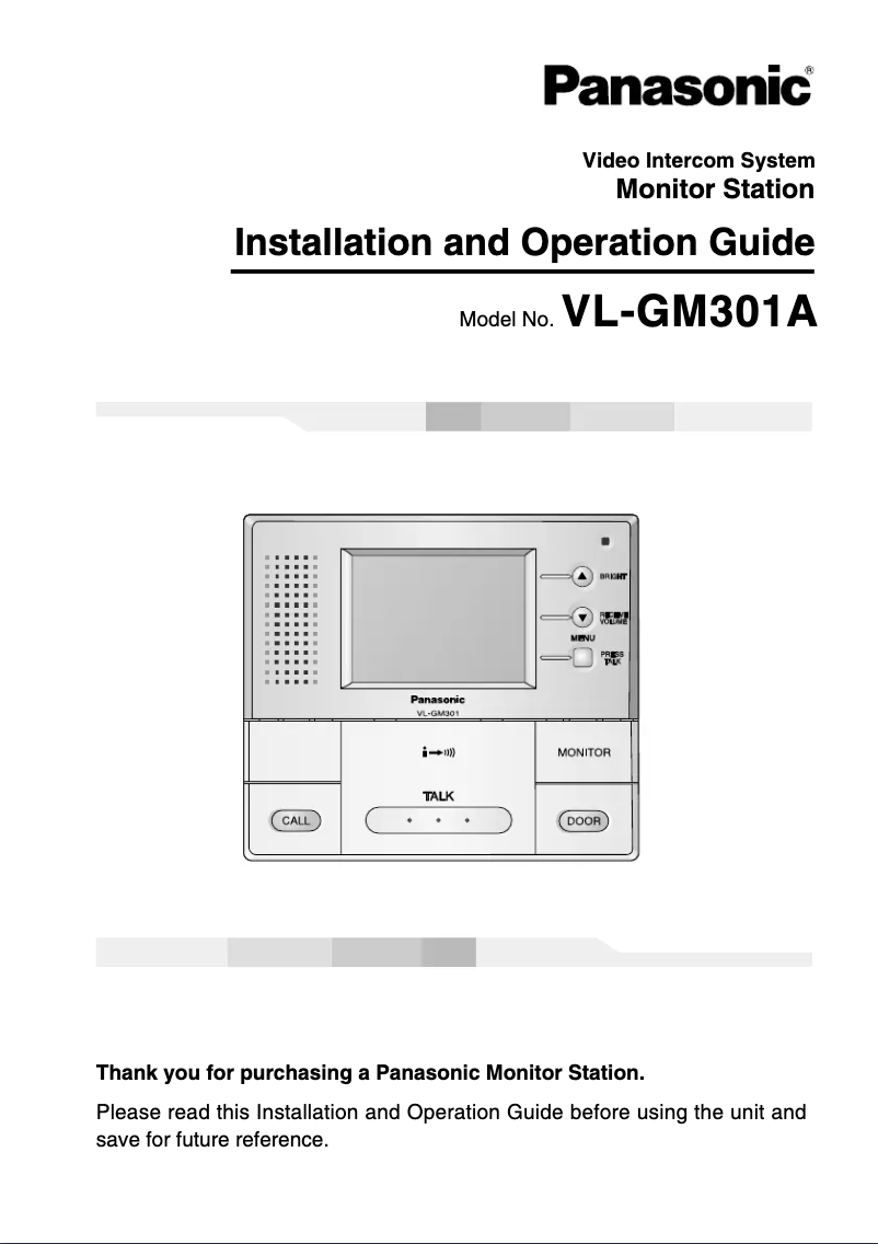 Page 1 of the manual User Manual Panasonic VL-GM301A