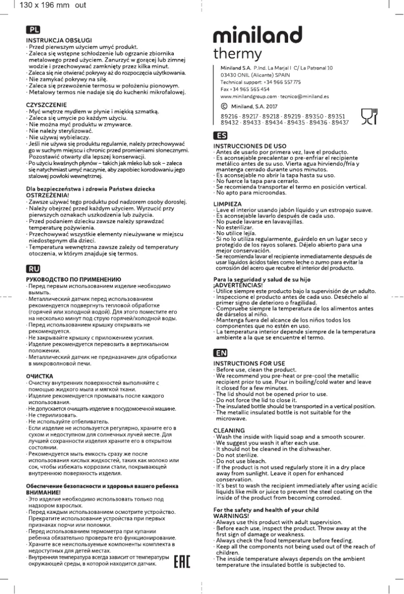 Page 1 of the manual User Manual Miniland Thermy