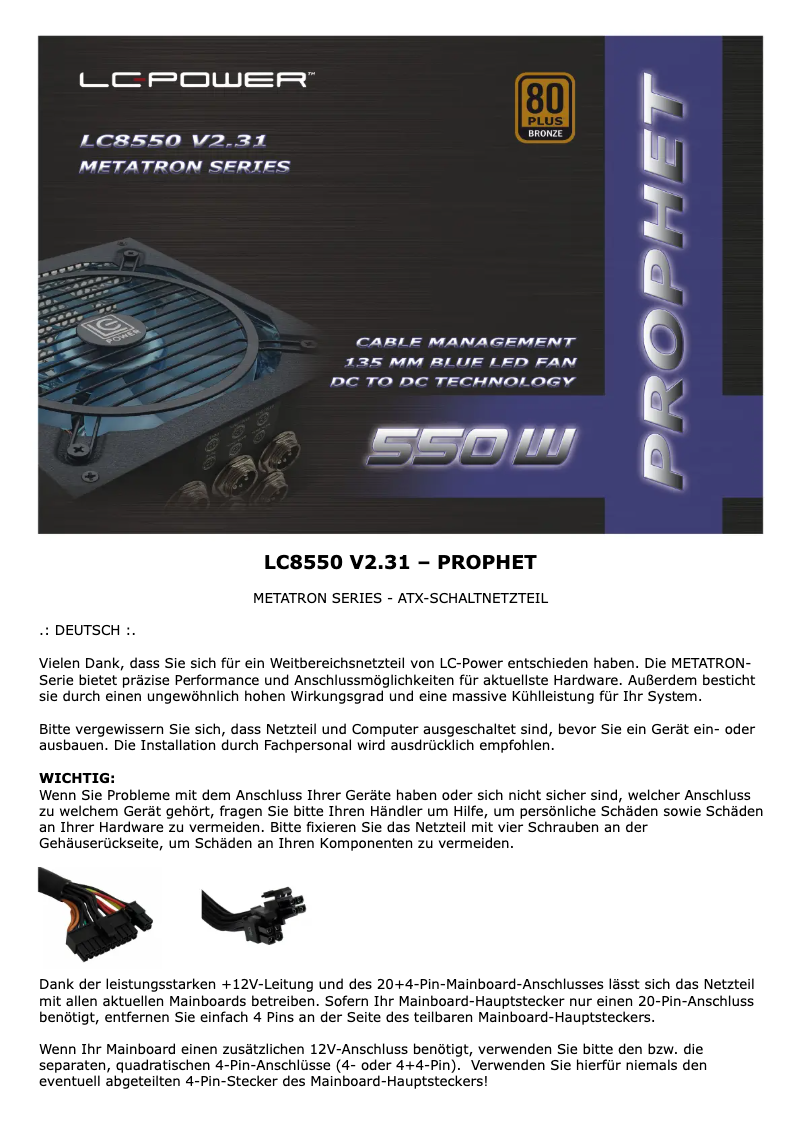 First page image of the manual for LC8550 V2.31