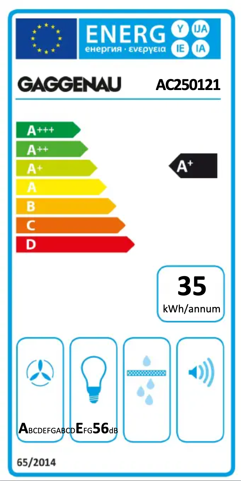 Page 1 de la notice Label énergétique Gaggenau AC250121