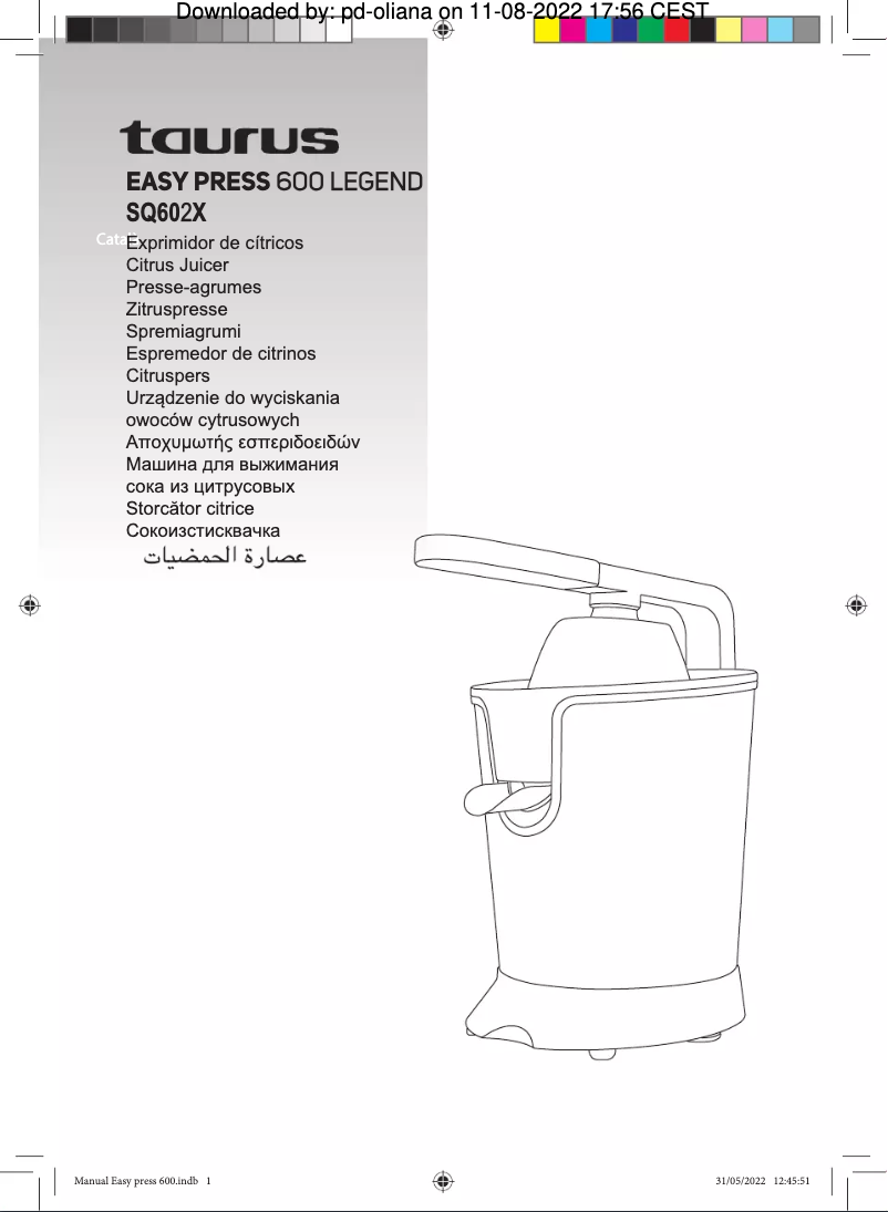 First page image of the manual for Easy Press 600 Legend