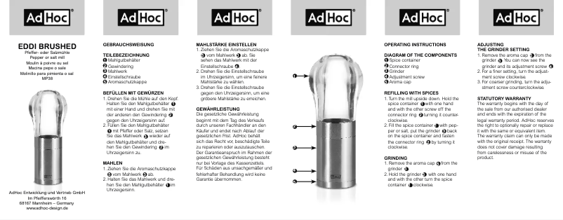 Page 1 de la notice Manuel utilisateur AdHoc Eddi Brushed MP38