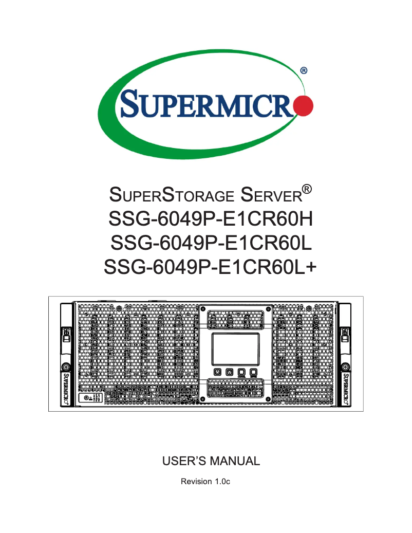 First page image of the manual for SuperStorage 6049P-E1CR60L