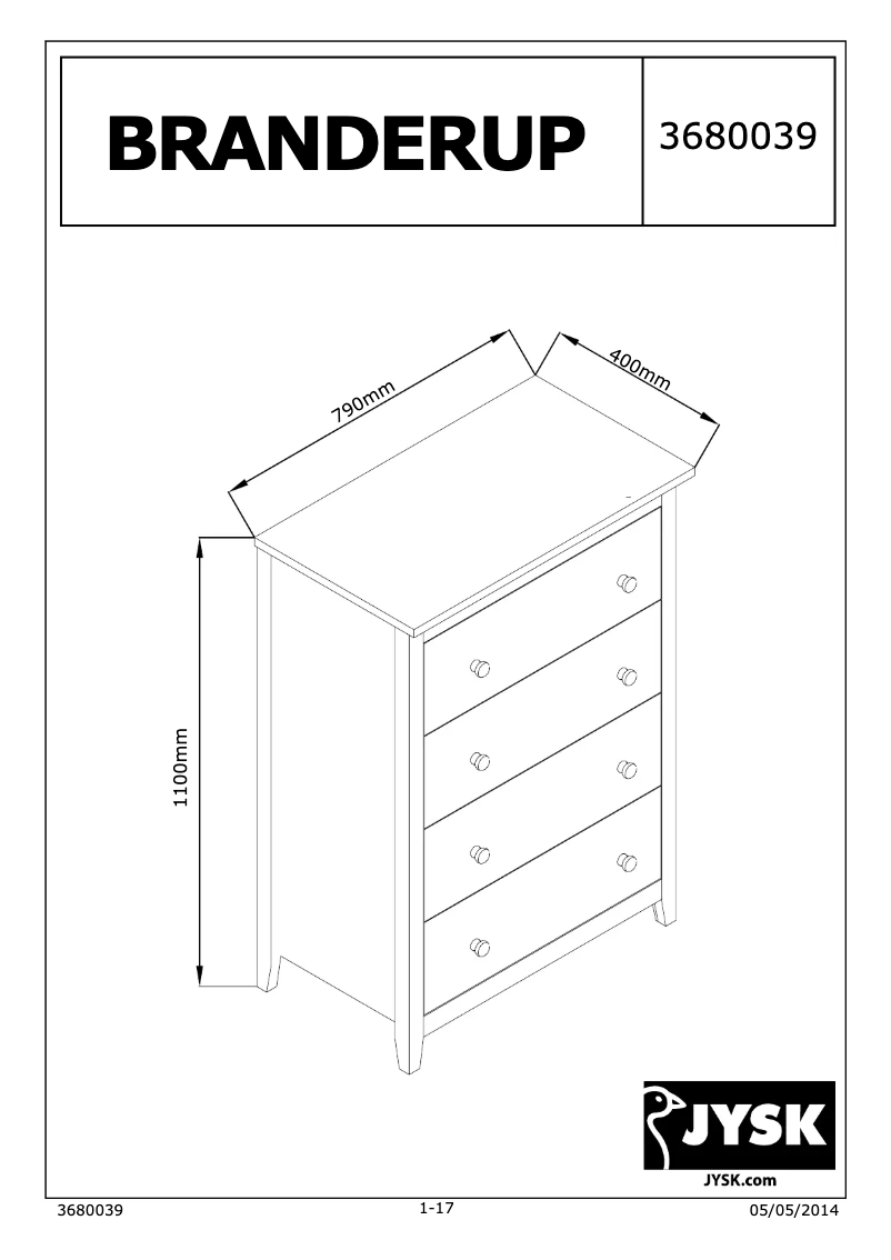 Page 1 of the manual User Manual JYSK Branderup (79x110x40)