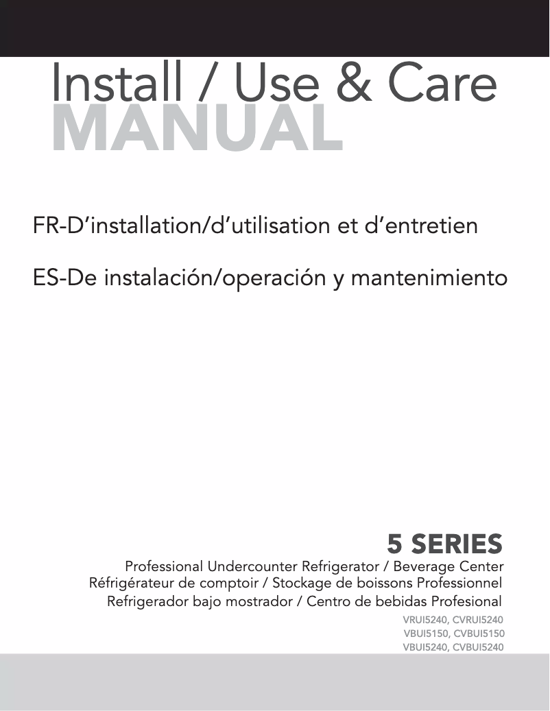 First page image of the manual for VBUI5150GRSS