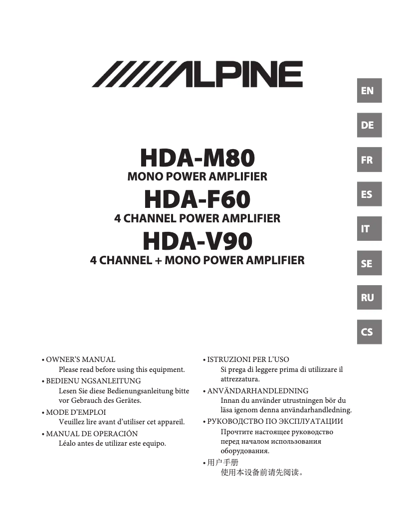 First page image of the manual for HDA-F60