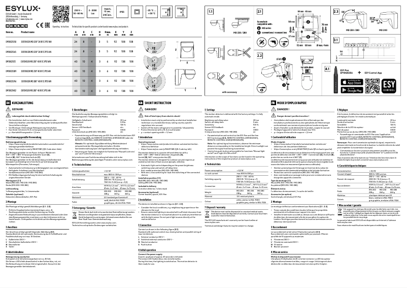 Page 1 of the manual User Manual Esylux MD 230