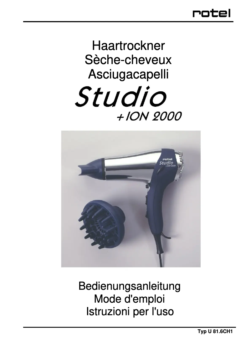 Page 1 of the manual User Manual Rotel Studio 2000