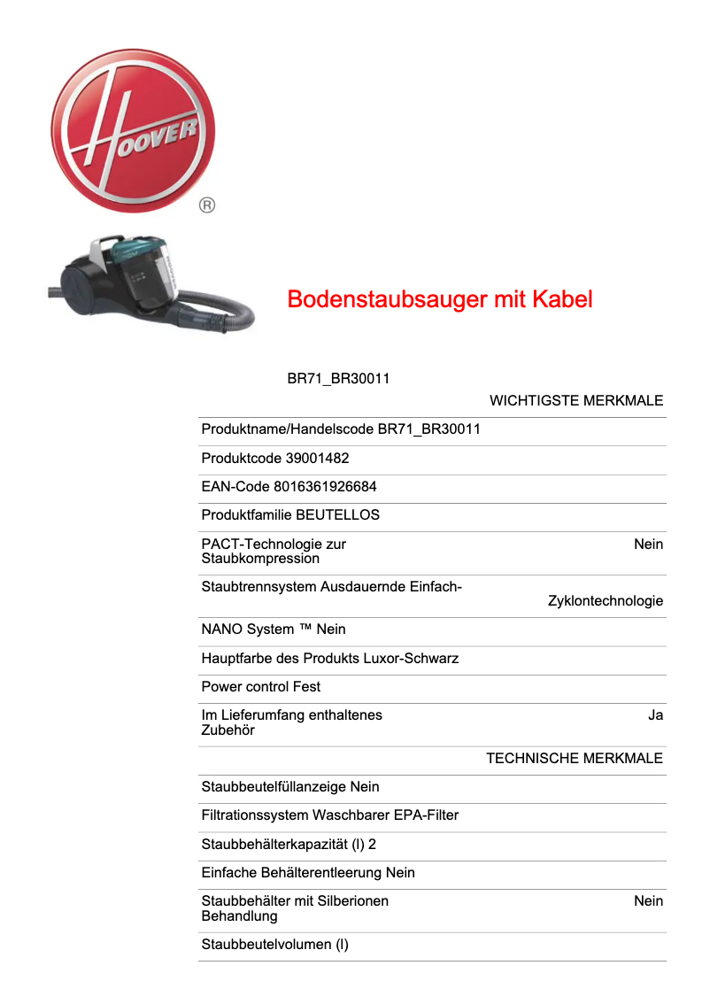 First page image of the manual for BR71_BR30011