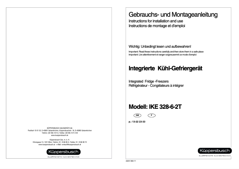 First page image of the manual for IKE 328-6-2 T