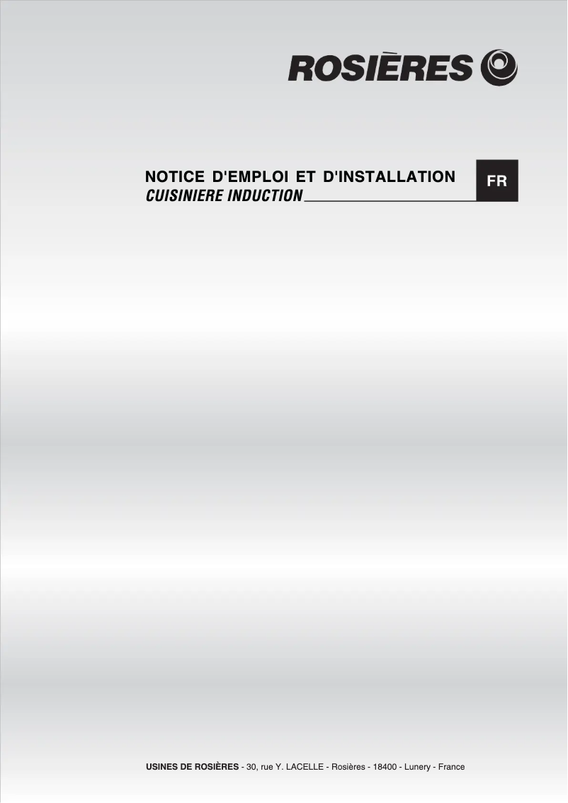 Page 1 of the manual User Manual Rosieres RCI 6498