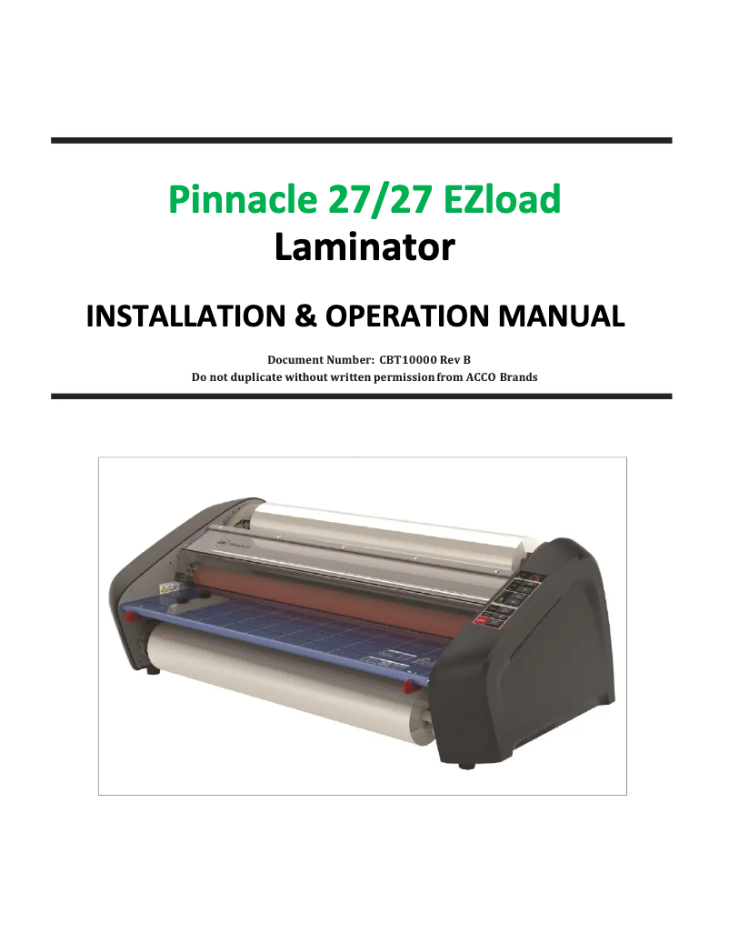 First page image of the manual for Pinnacle 27