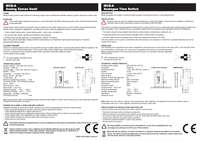 First page image of the manual for MCB-A