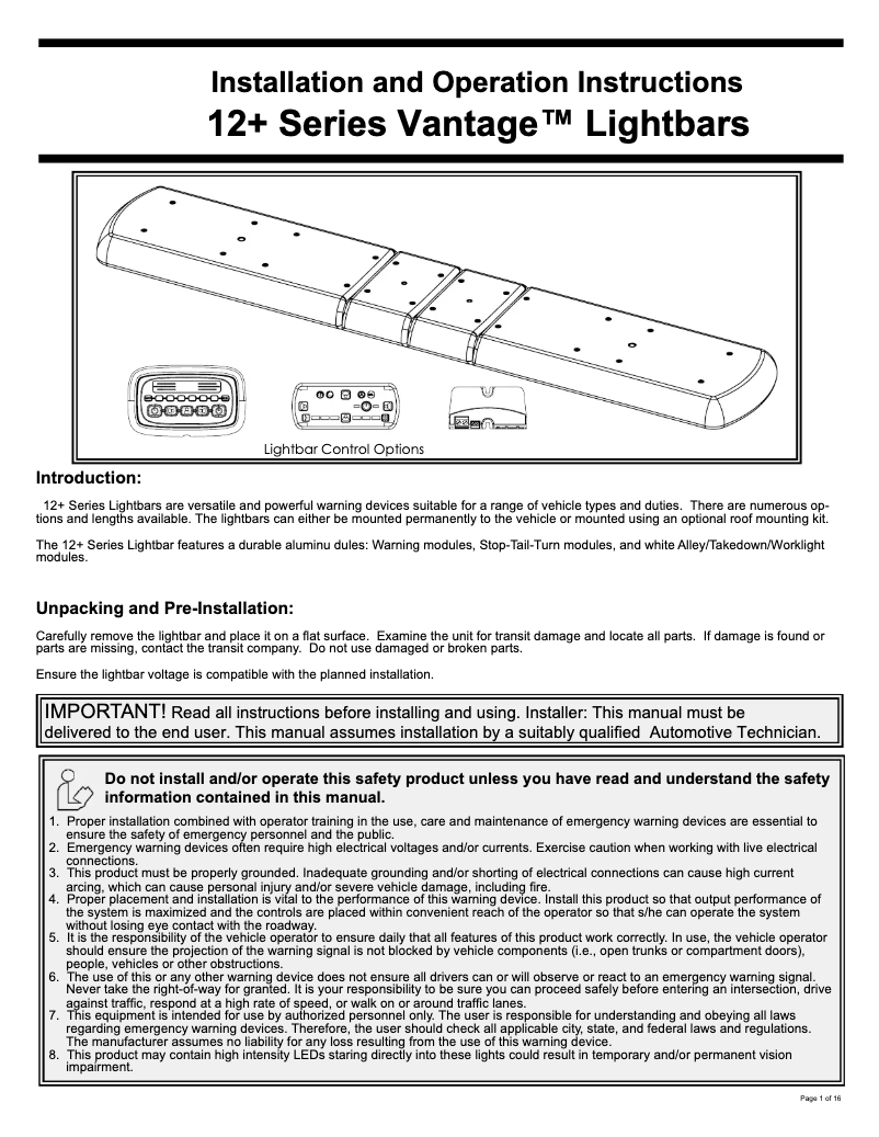 First page image of the manual for VTG-48RB