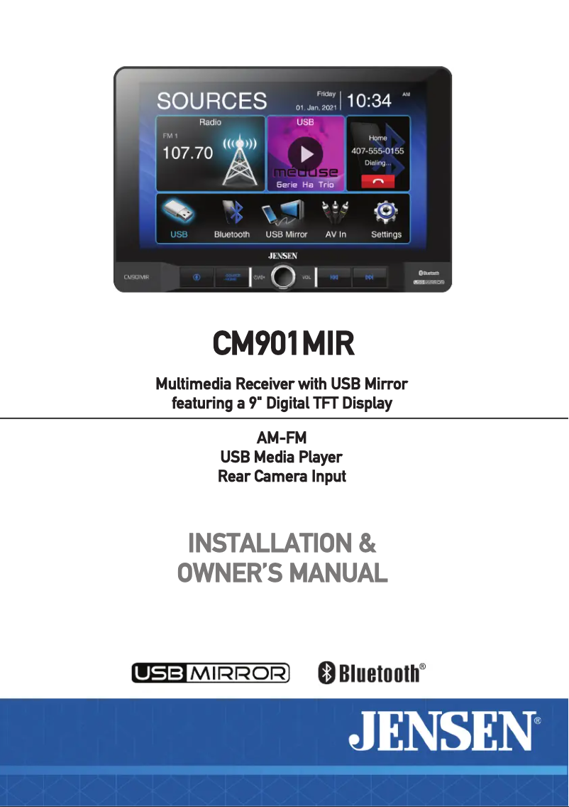 Page 1 of the manual User Manual Jensen CM901MIR