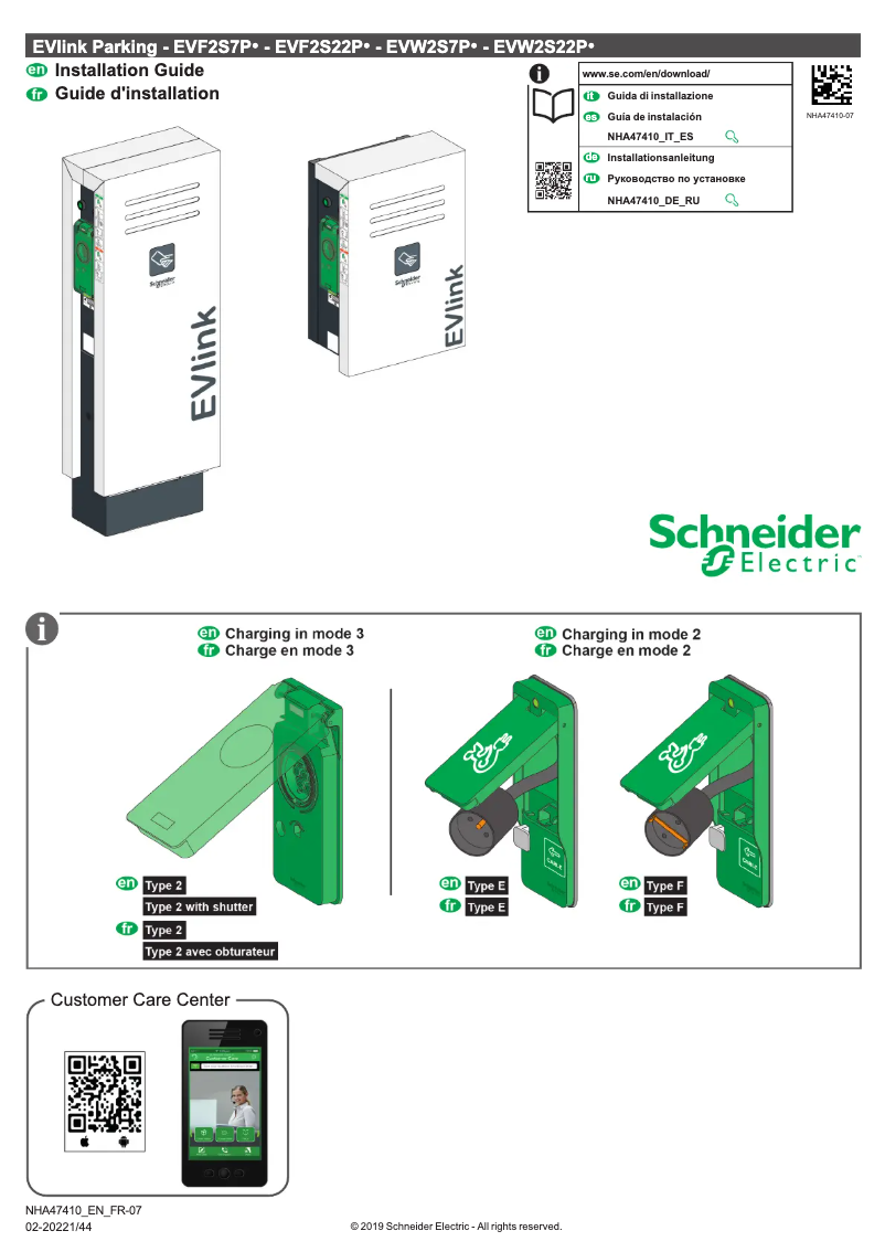 First page image of the manual for EVlink Parking EVF2S22P44