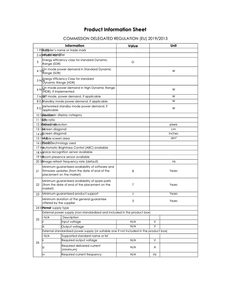 First page image of the manual for 65HFL6014U