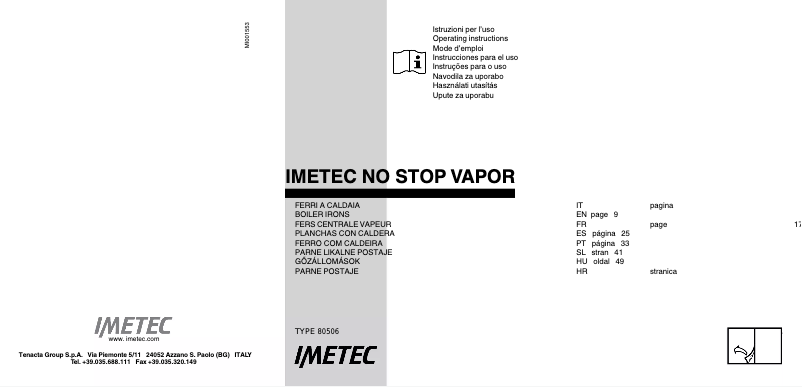 Page 1 of the manual User Manual Imetec No-Stop Prestige Eco