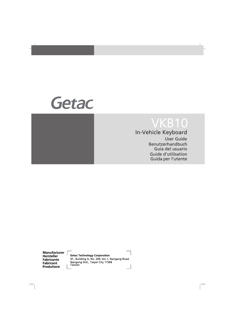 Page 1 of the manual User Manual Getac VKB10