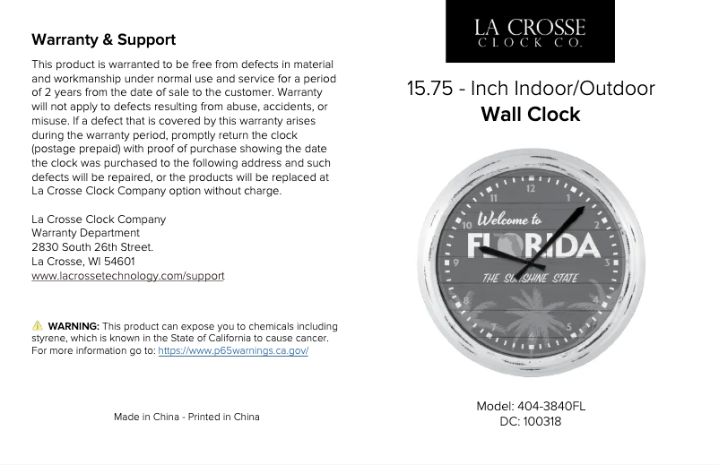 First page image of the manual for 404-3840FL