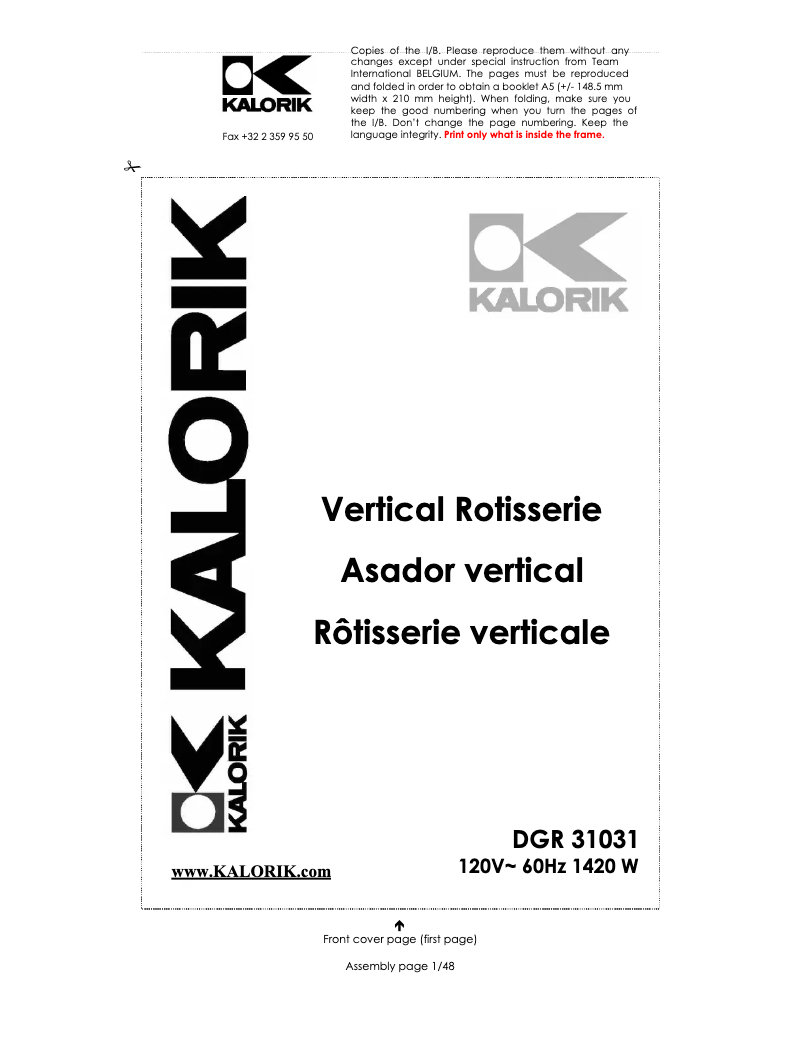 Image de la première page du manuel de l'appareil DGR 31031