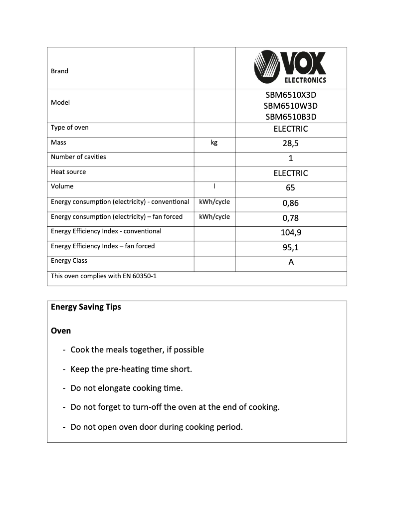 First page image of the manual for SBM6510W3D