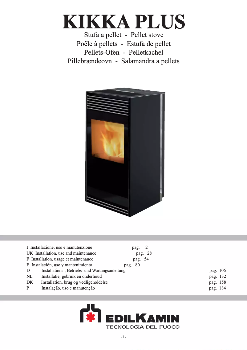 Page 1 of the manual User Manual Edilkamin KIKKA PLUS
