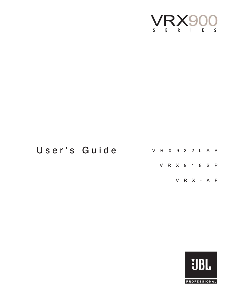 First page image of the manual for VRX918SP