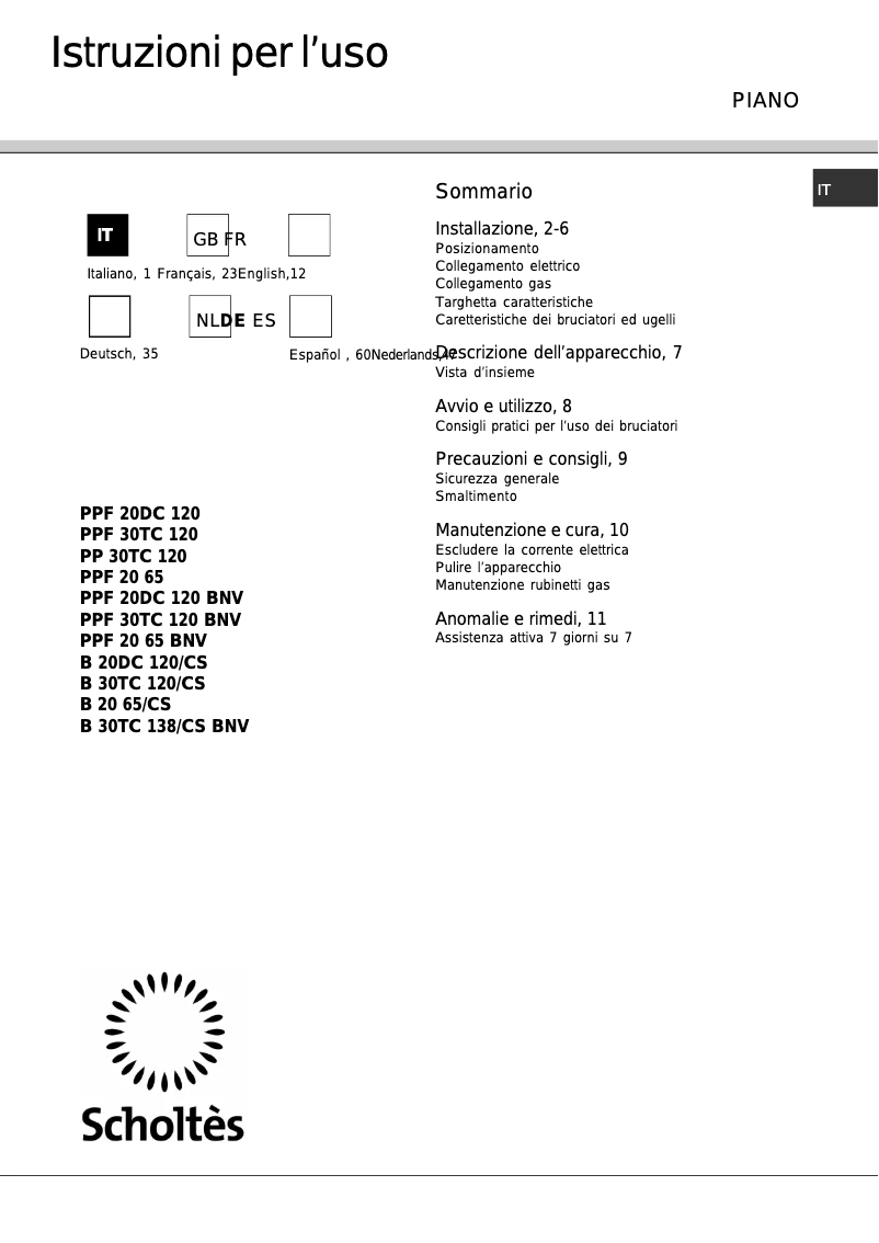 First page image of the manual for PP 30TC120