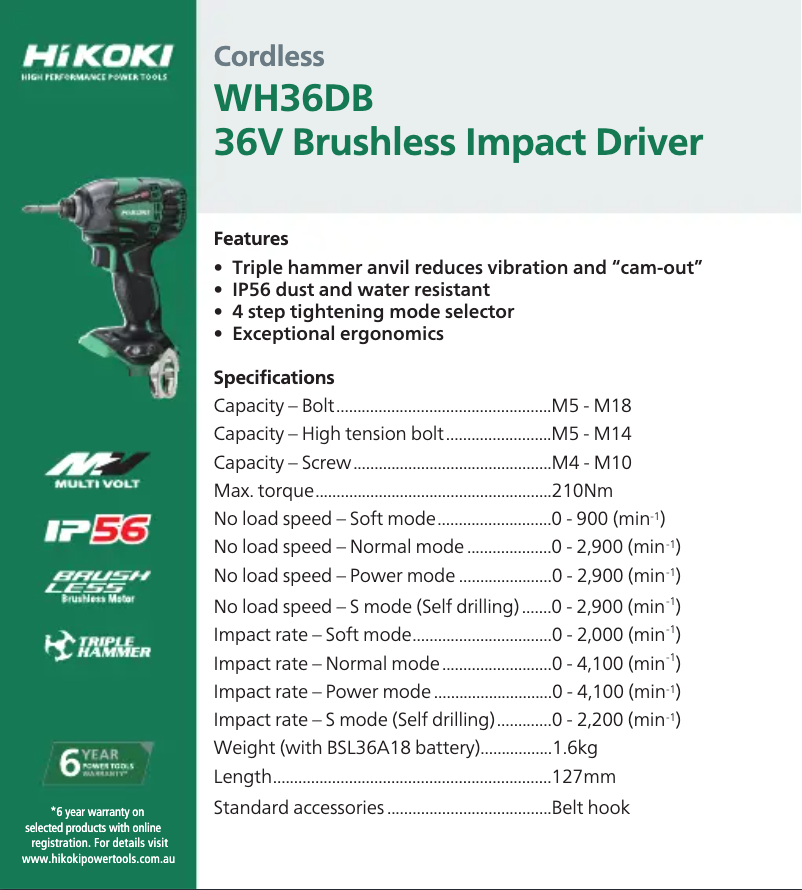 First page image of the manual for WH 36DB