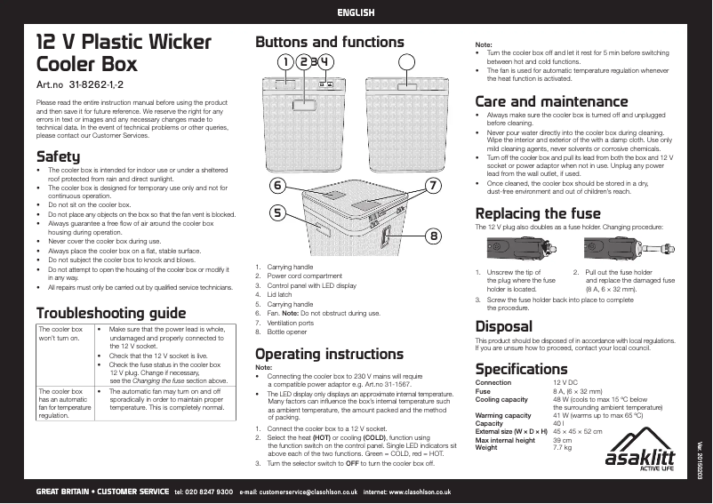 Page 1 de la notice Manuel utilisateur Asaklitt 31-8262-1