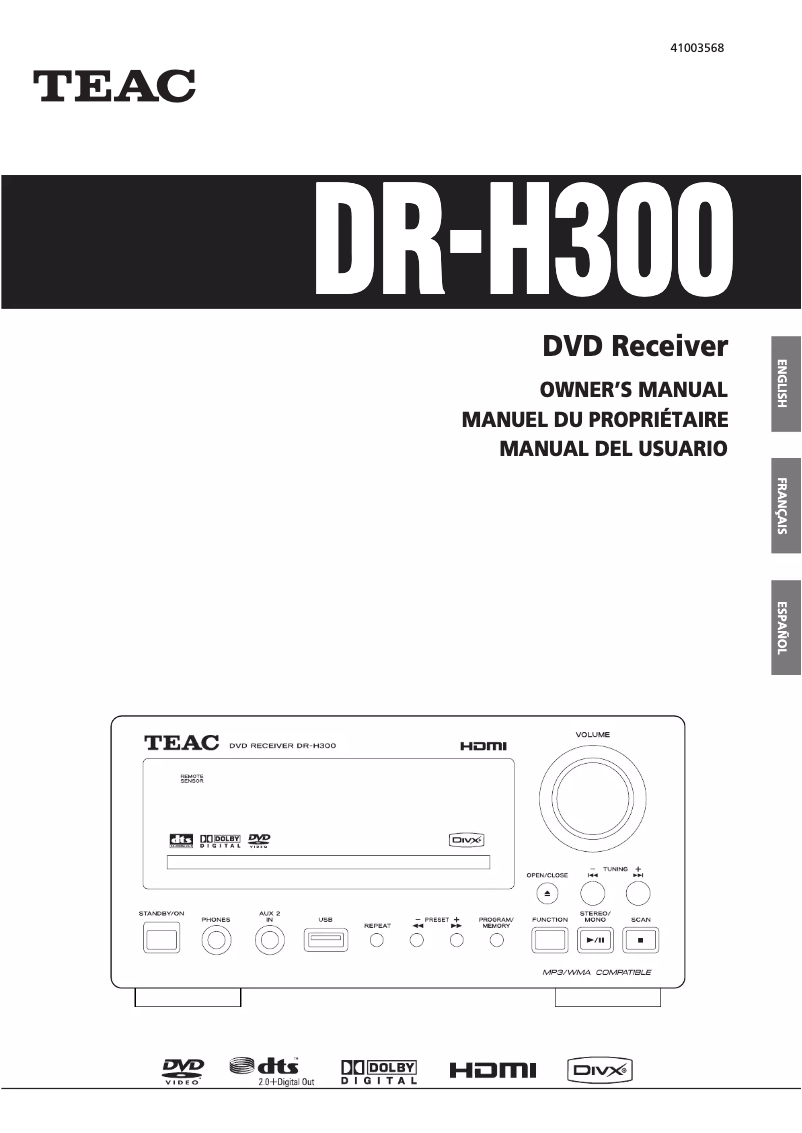 Page 1 of the manual User Manual Teac DRH300S