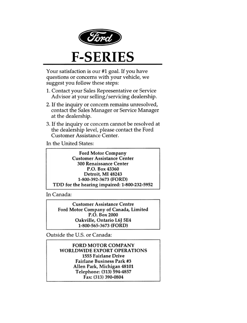 First page image of the manual for F-250 (1996)