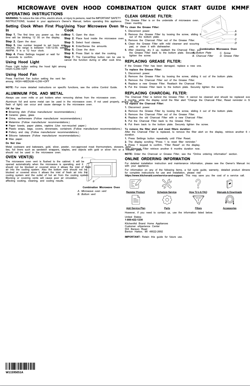 Page 1 of the manual Quick Start Guide KitchenAid KMMF330PPS