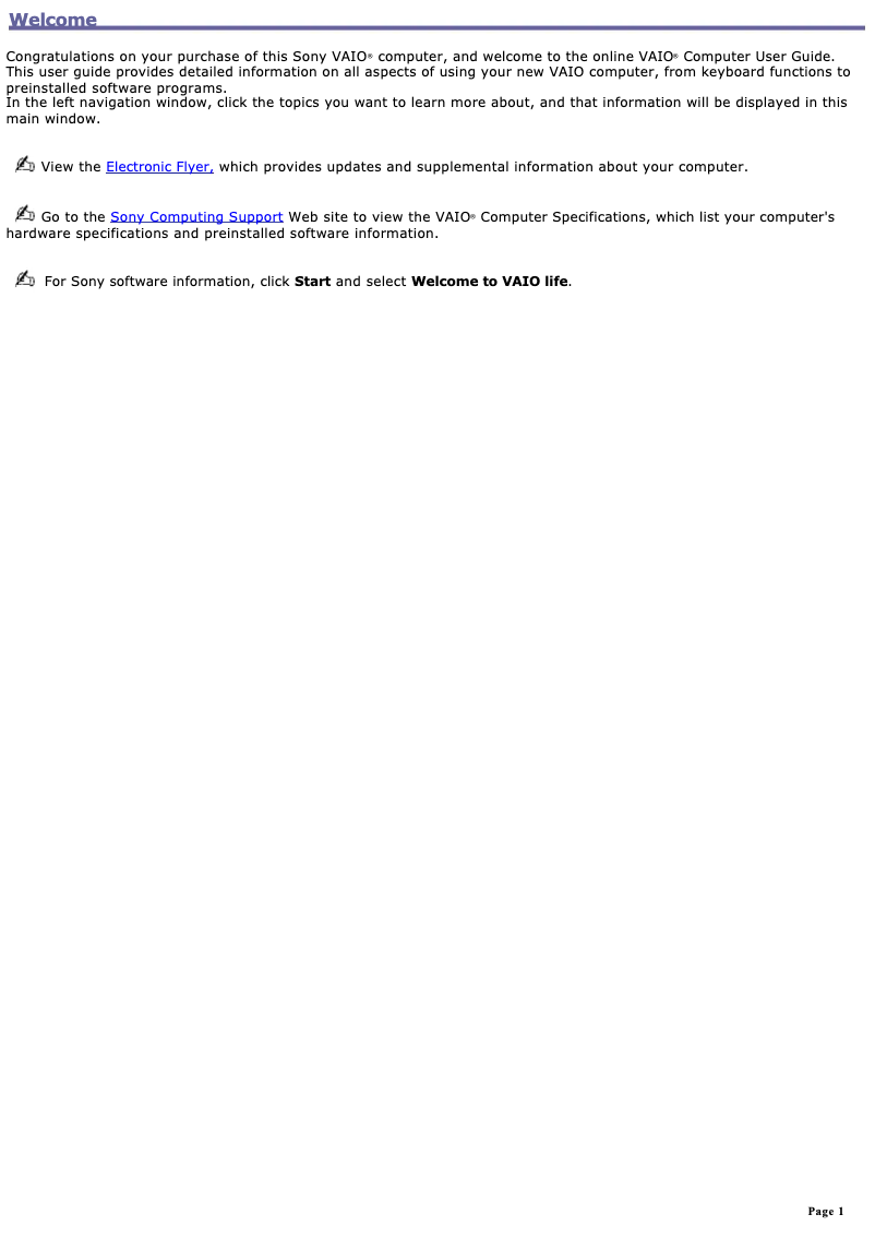 Page 1 of the manual User Manual Sony Vaio VGN-FS500P05