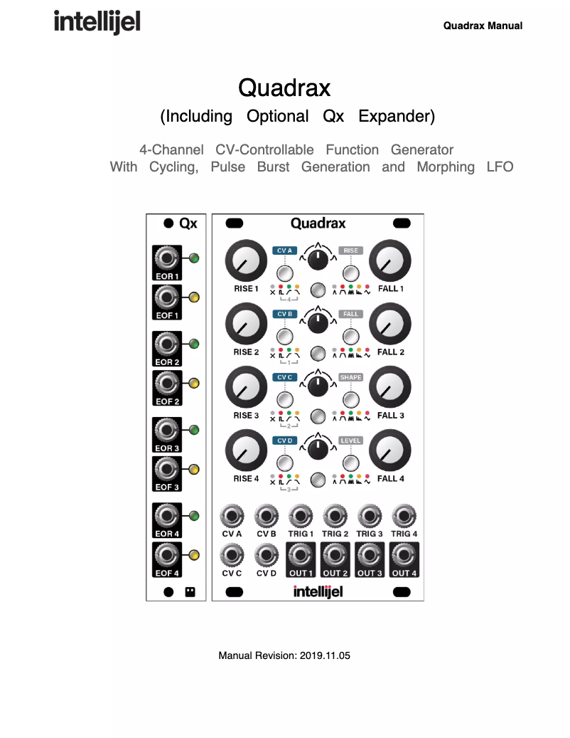 First page image of the manual for Qx Quadrax