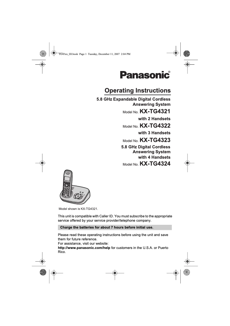 Page 1 of the manual User Manual Panasonic KX-TG4322