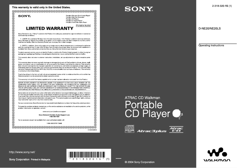 Page 1 of the manual User Manual Sony D-NE20LS