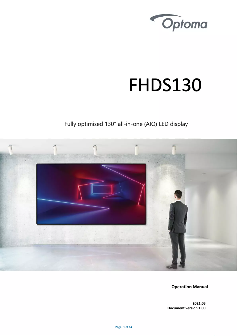 Page 1 of the manual User Manual Optoma FHDQ163