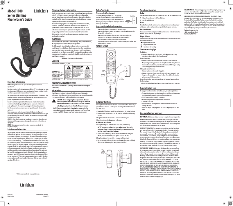 First page image of the manual for Slimline 1100