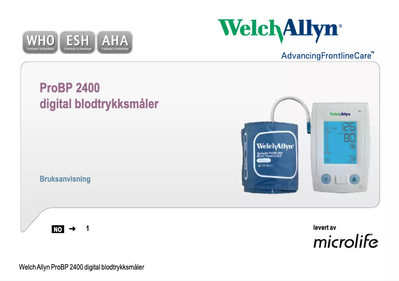 First page image of the manual for ProBP 2400