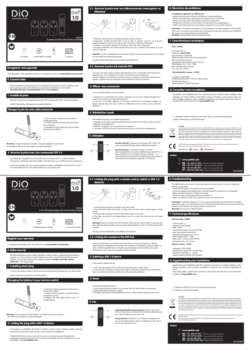 Page 1 of the manual User Manual DiO 54574