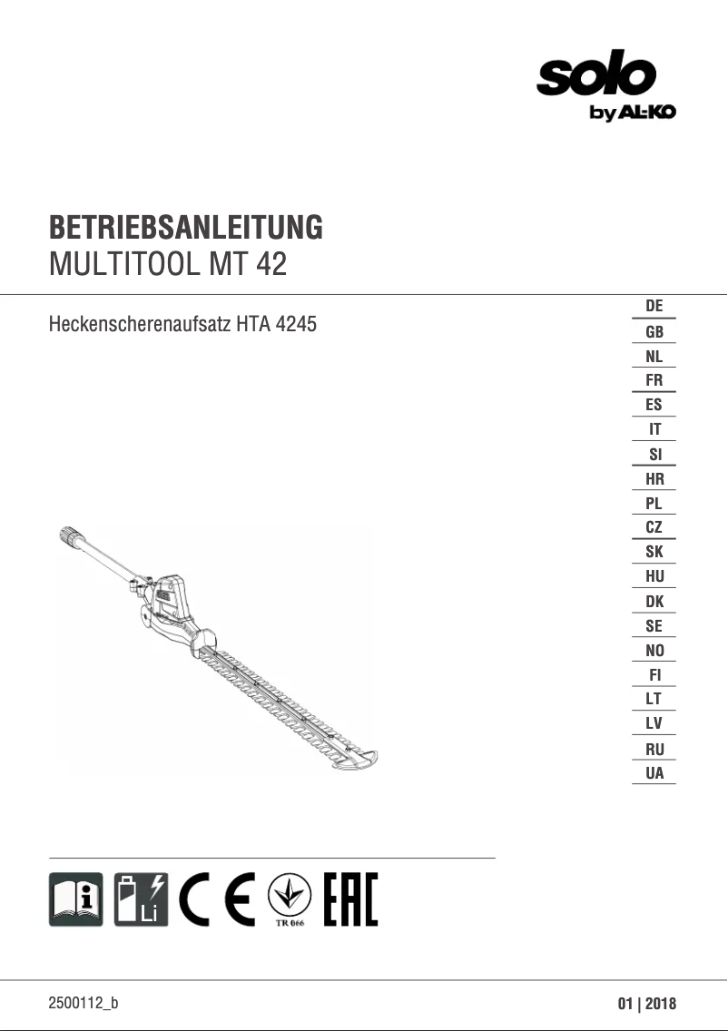Image de la première page du manuel de l'appareil HTA 4245