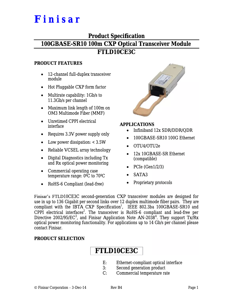 First page image of the manual for FTLD10CE3C